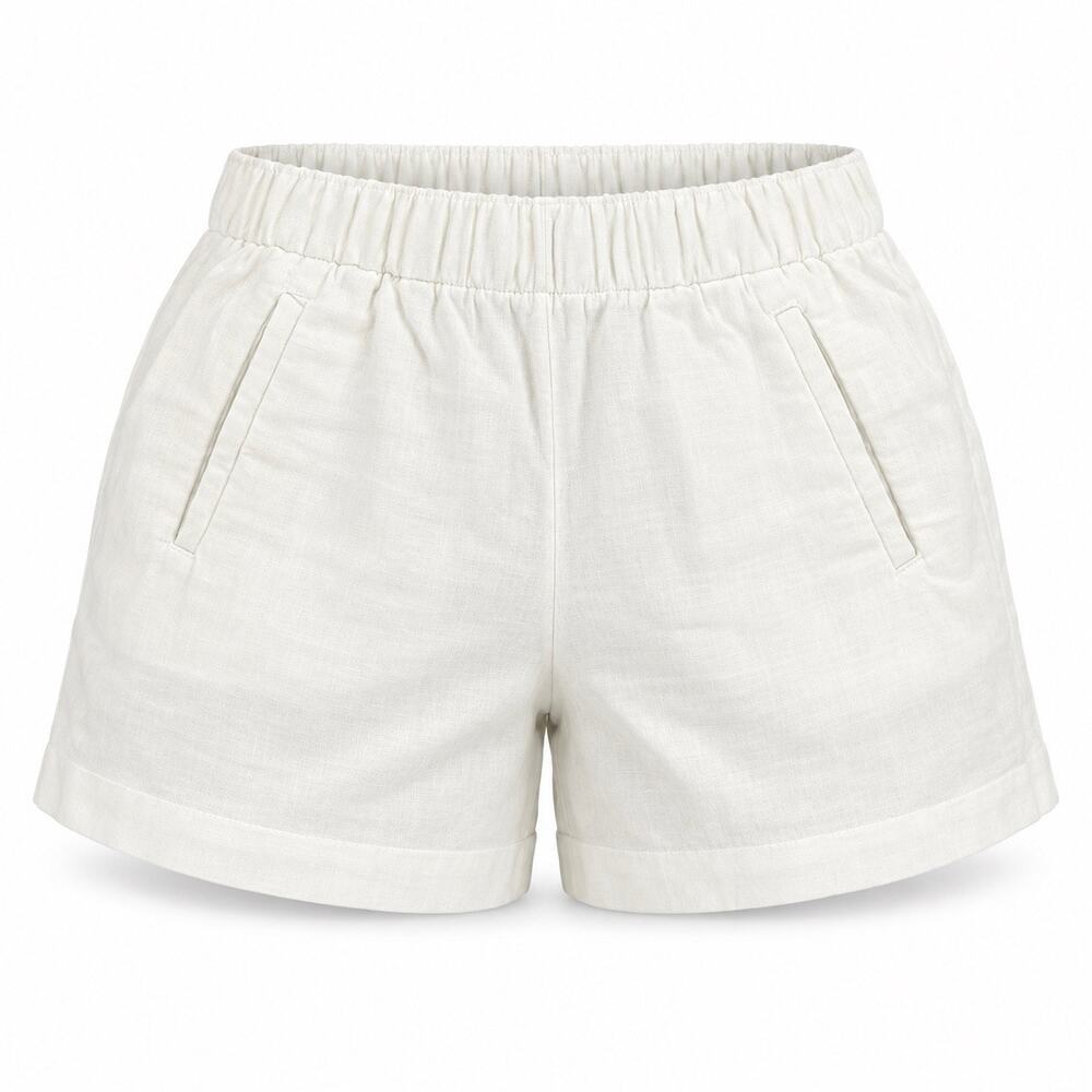 Lilly Pulitzer White 100% Linen Pull-On Shorts S Coastal Resort Preppy